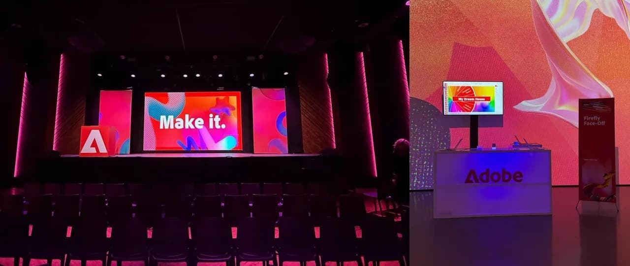 Adobe Make It. stage and branded product demonstration area