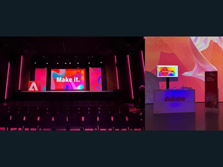 Adobe Make It. stage and branded product demonstration area